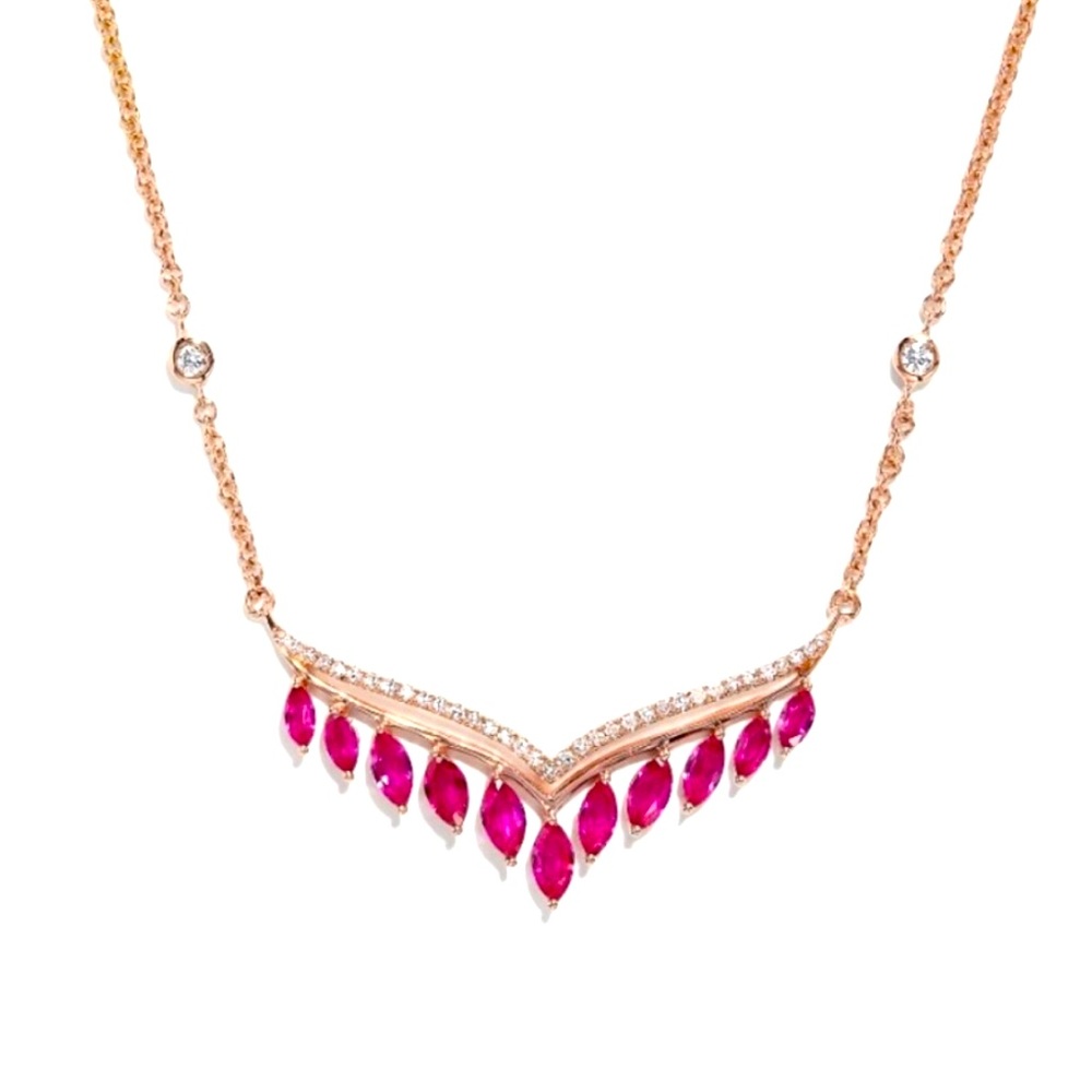 Effy Rare Find!! Unique Red Ruby Bright Diamonds … - image 1